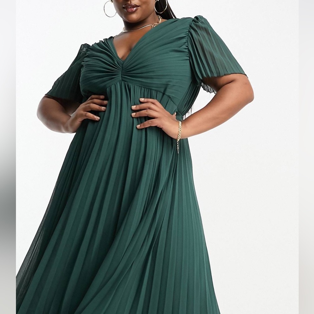 Asos Design Curve Pleated Bodice Flutter Sleeve P… - image 2